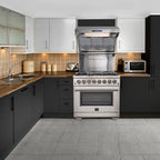 Forno Capriasca 36" Dual Fuel Range All Stainless Steel with 6 Brass Burners 120,000 BTU