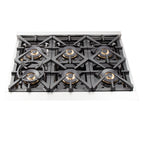 Forno Capriasca 36" Dual Fuel Range All Stainless Steel with 6 Brass Burners 120,000 BTU