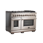 Forno Capriasca 48" Dual Fuel Range All Stainless Steel with 8 Brass Burners, 160,000 BTU