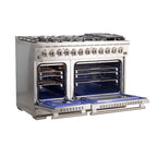 Forno Capriasca 48" Dual Fuel Range All Stainless Steel with 8 Brass Burners, 160,000 BTU