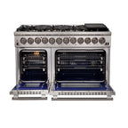 Forno Capriasca 48" Dual Fuel Range All Stainless Steel with 8 Brass Burners, 160,000 BTU