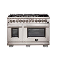 Forno Capriasca 48" Dual Fuel Range All Stainless Steel with 8 Brass Burners, 160,000 BTU
