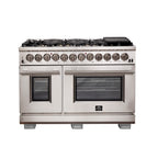 Forno Capriasca 48" Dual Fuel Range All Stainless Steel with 8 Brass Burners, 160,000 BTU