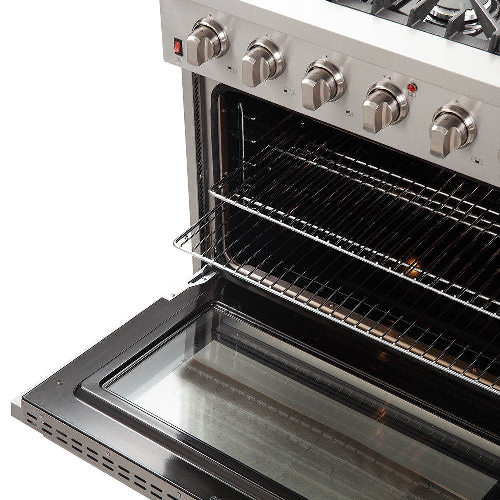 Forno Premium 3-Piece Kitchen Bundle - Galiano 36" Gas Range, 36" French Door Refrigerator