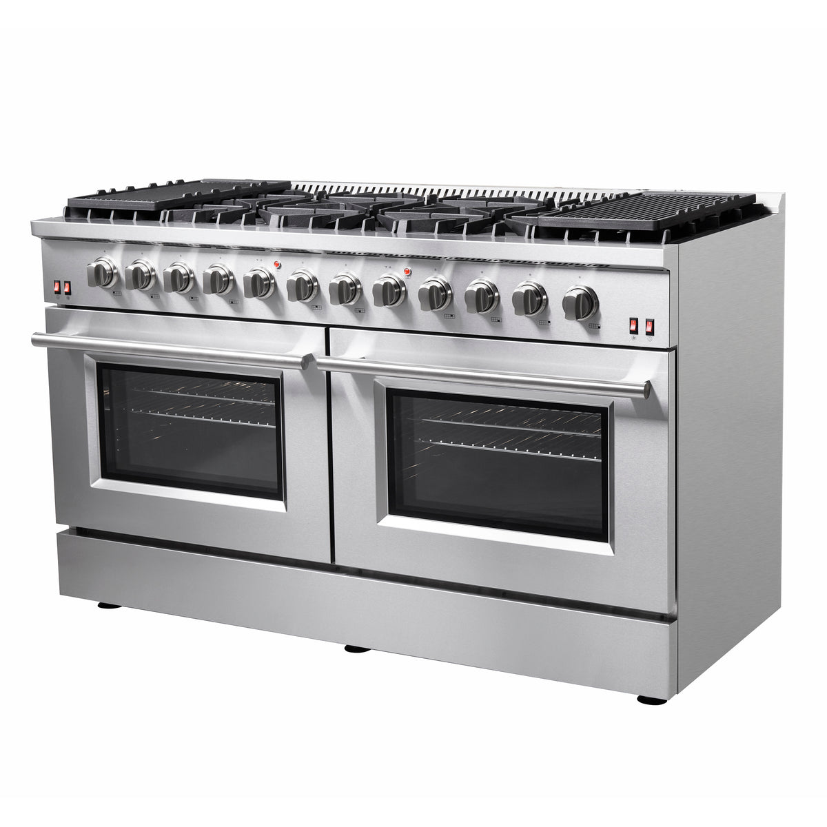 Forno Galiano 60" Freestanding Gas Range, 10 Burners, Double Ovens, Griddle, Energy Efficient
