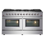 Forno Galiano 60" Freestanding Gas Range, 10 Burners, Double Ovens, Griddle, Energy Efficient