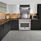 Forno Capriasca 36" Freestanding Gas Range All Stainless Steel, 6 Brass Burners 120,000 BTU, Wok Support