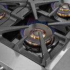 Forno Capriasca 36" Freestanding Gas Range All Stainless Steel, 6 Brass Burners 120,000 BTU, Wok Support