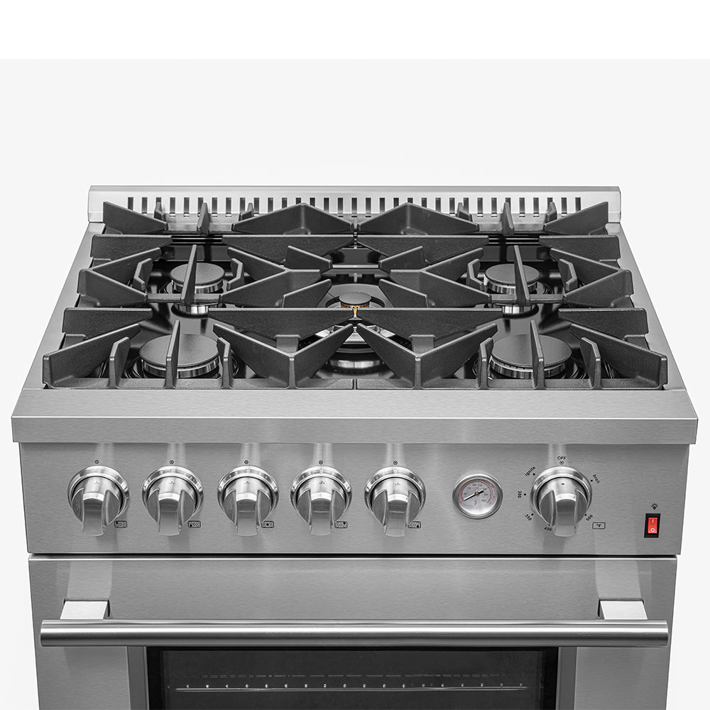 Forno Premium 3-Piece Kitchen Bundle - 30" Gas Range, Bottom Freezer Refrigerator, Built-In Dishwasher