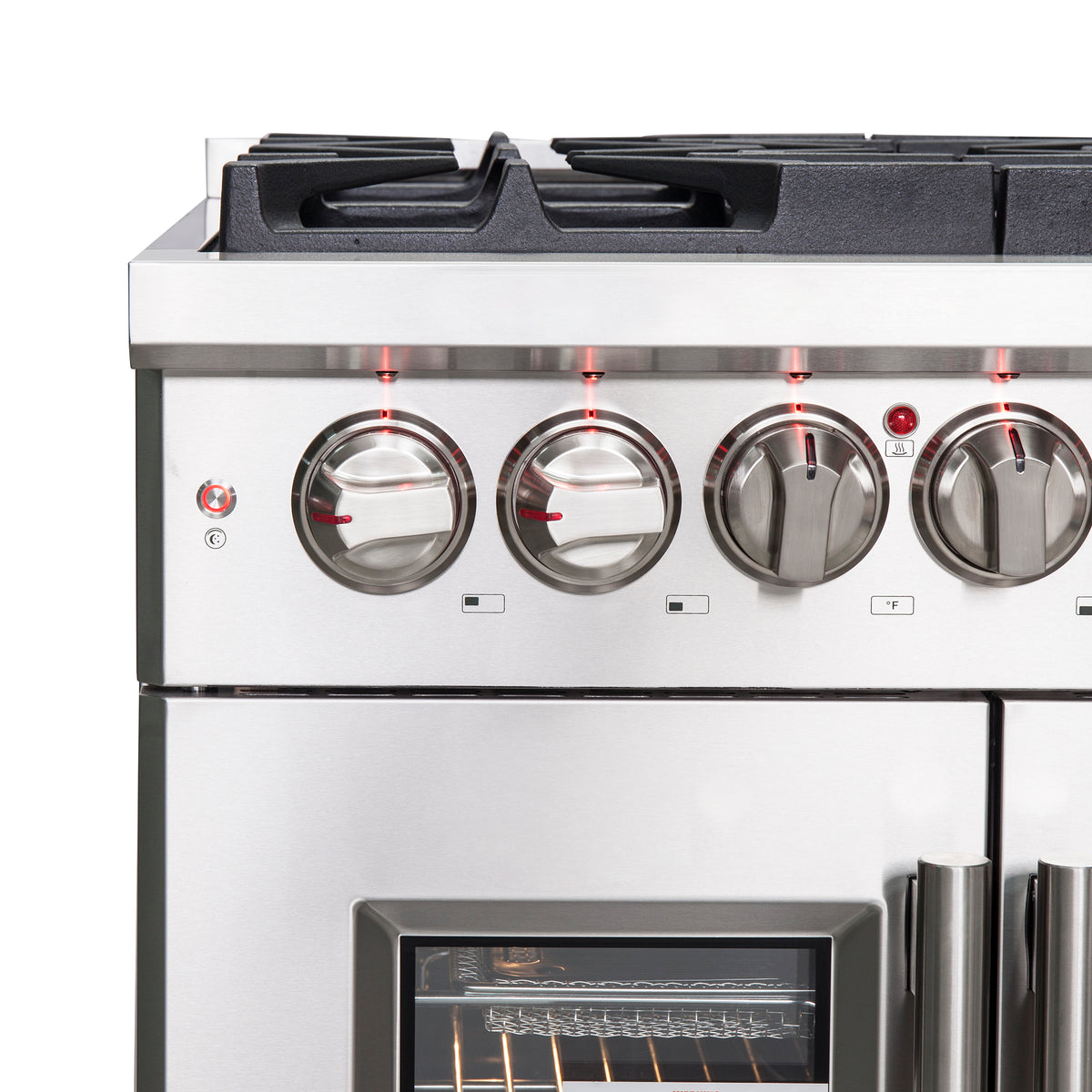 Forno Massimo 30" French Door Dual Fuel Range All Stainless Steel with 5 Sealed Burners 68,000BTU, Wok Support