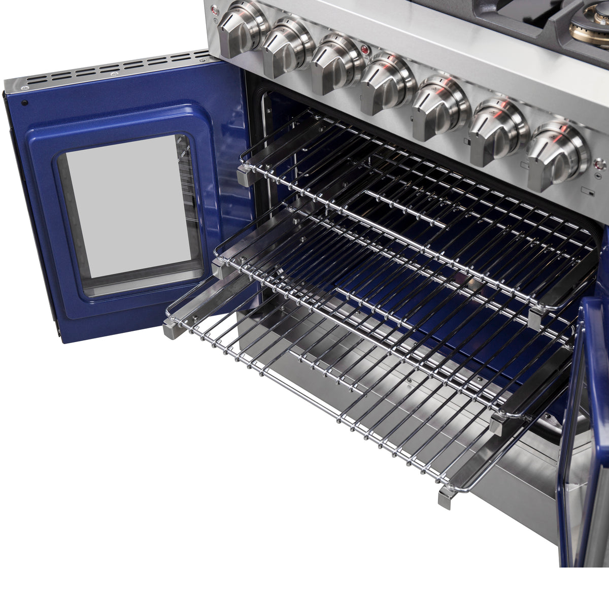 Forno Capriasca 30" French Door Dual Fuel Range All Stainless Steel with 5 Brass Burners 100,000 BTU