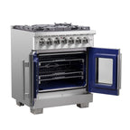 Forno Capriasca 30" French Door Dual Fuel Range All Stainless Steel with 5 Brass Burners 100,000 BTU