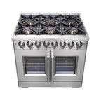 Forno Capriasca 36" French Door Dual Fuel Range All Stainless Steel with 6 Brass Burners 120,000 BTU