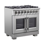 Forno Capriasca 36" French Door Dual Fuel Range All Stainless Steel with 6 Brass Burners 120,000 BTU