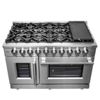 Forno Massimo 48" French Door Gas Range All Stainless Steel with 8 Sealed Burners 107,000 BTU