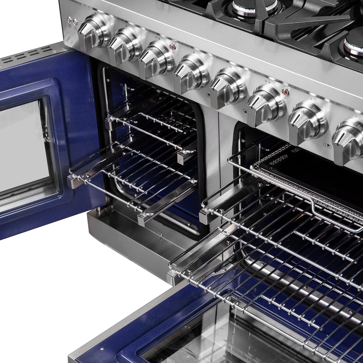 Forno Massimo 48" French Door Gas Range All Stainless Steel with 8 Sealed Burners 107,000 BTU