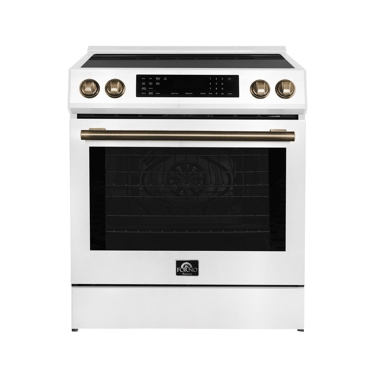 Forno Espresso Donatello 30" Slide-In Induction Range in White, 4 Elements, 8,100
