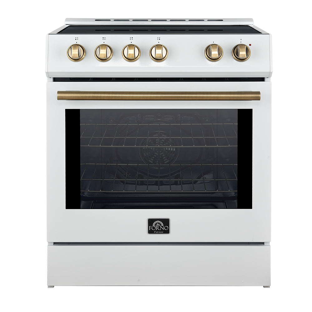 Forno Leonardo Espresso 30" Slide-In Induction Range in White, 4 Elements, 8,100 Watts