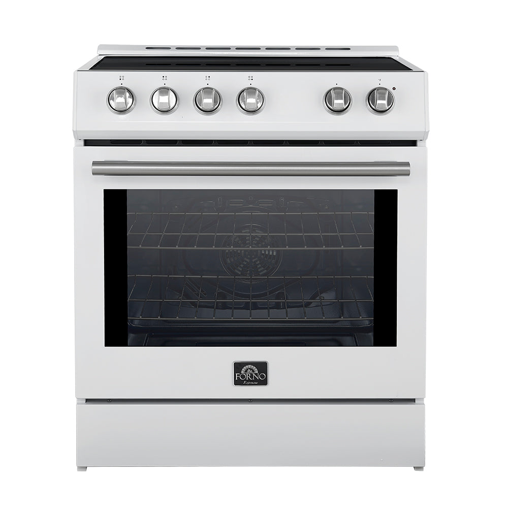 Forno Leonardo Espresso 30" Slide-In Induction Range in White, 4 Elements, 8,100 Watts