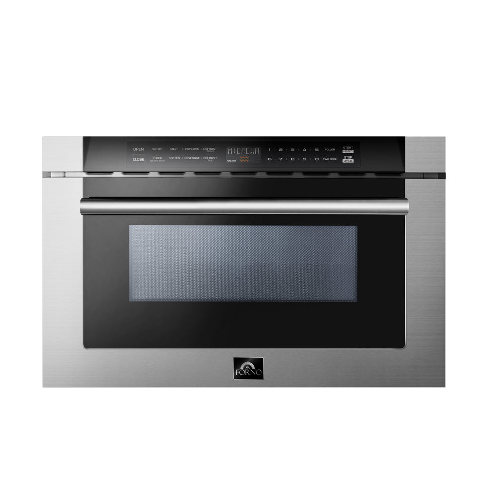 Forno Capoliveri 24" Microwave Drawer, Stainless-Steel, 1.2 cu.ft., 900 Watt, Defrost Rack