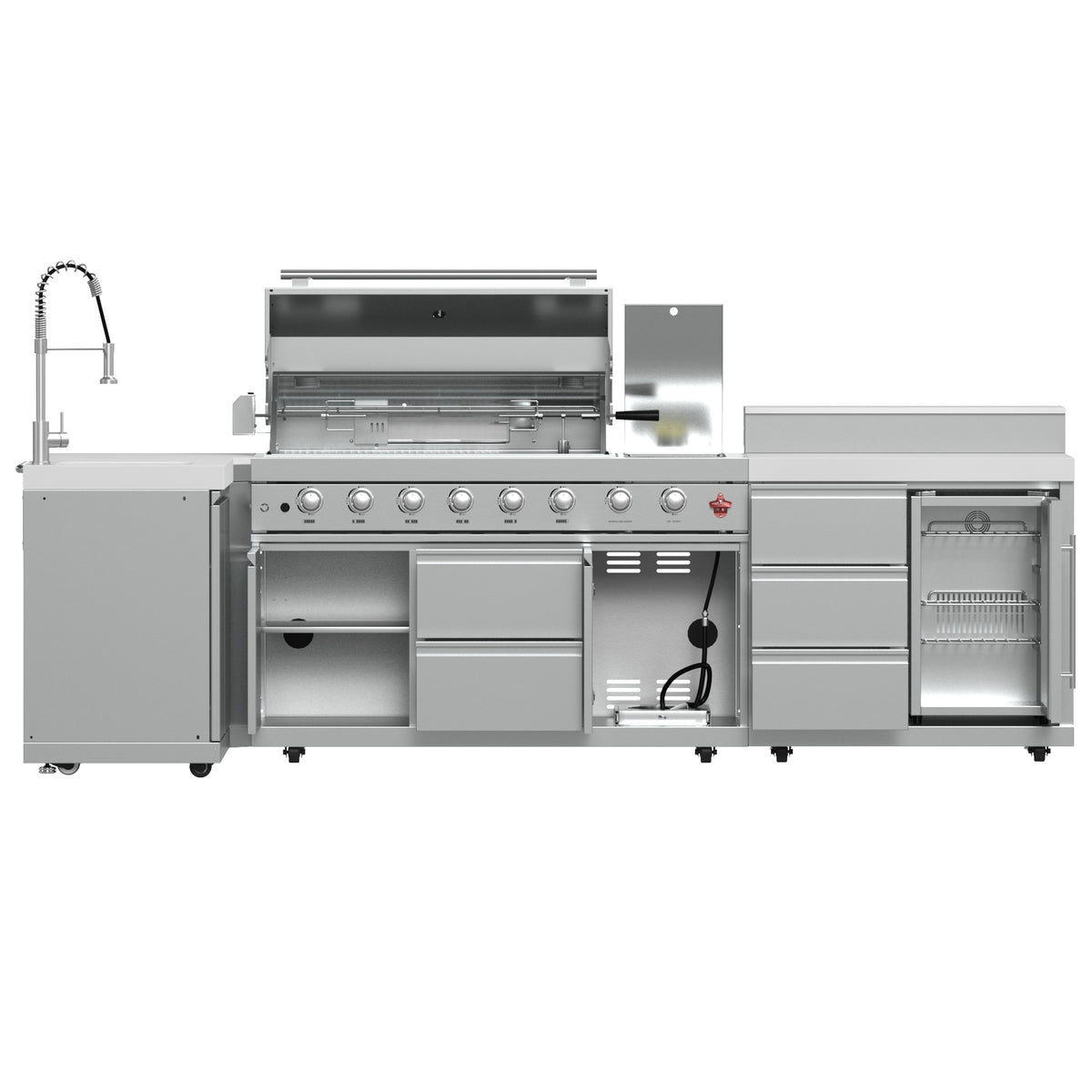 Forno Bulnes 40" BBQ, 95,000 BTU, 5 Burners, Sear & Rotisserie Infrared with Side Burner