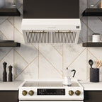Forno Premium 4-Piece Kitchen Bundle - Leonardo Espresso 30" White Range, 30" White Range Hood