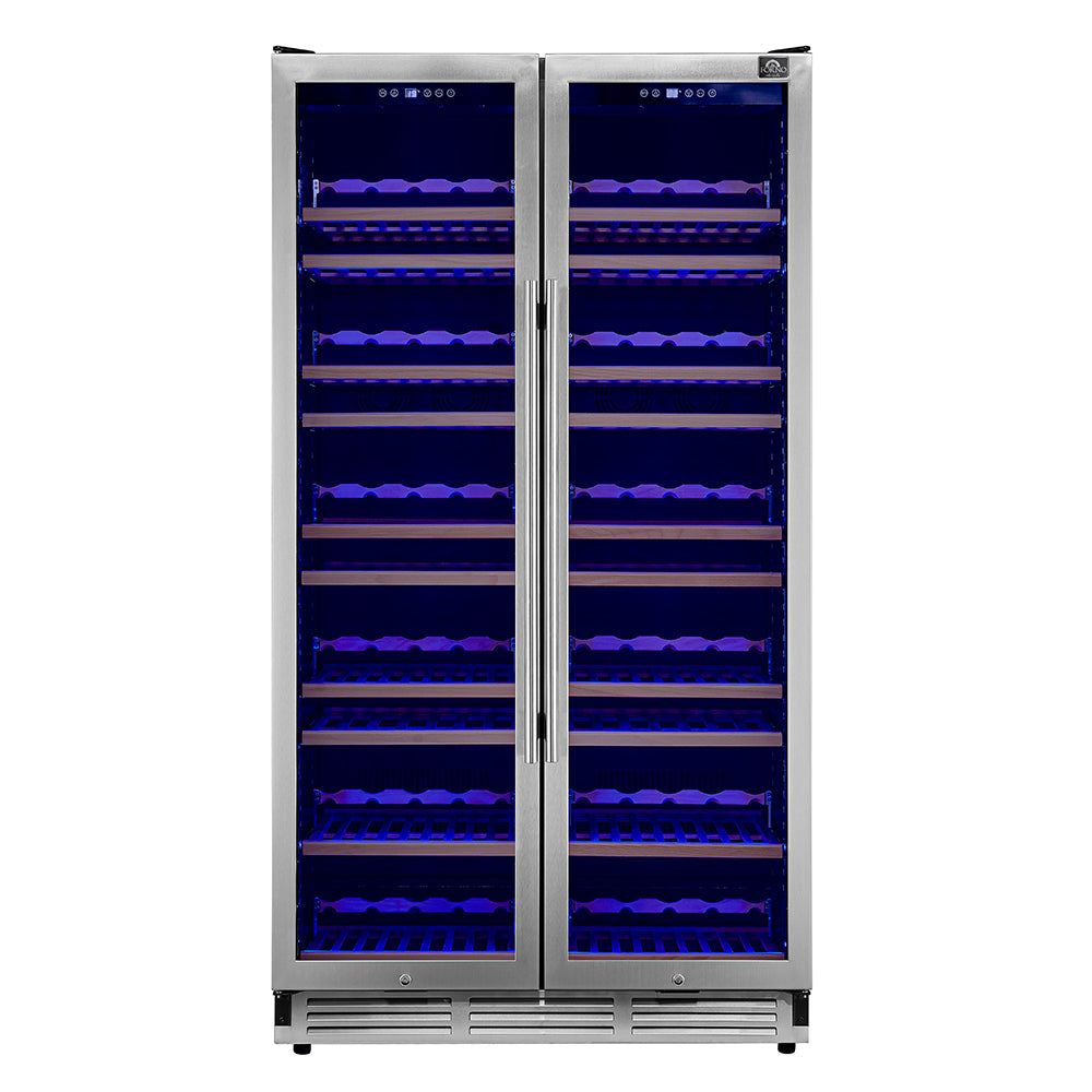 Forno Vernazza Dual Zone 40" Wine Cellar 25.07 cu.ft., 166 Bottles, UV Protection, Door Lock, Charcoal Filter