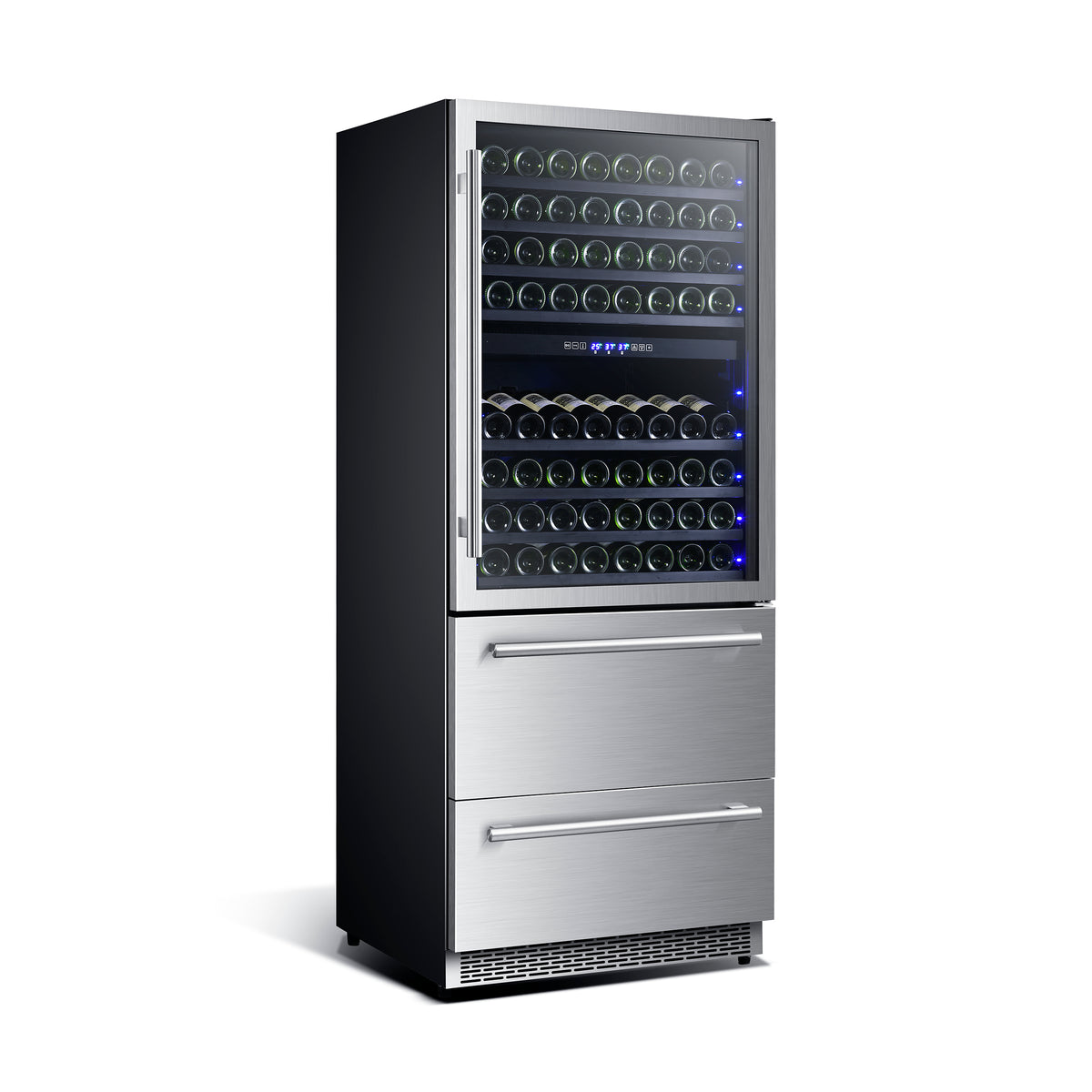 Forno Capraia 30" Dual Temperature Zone Wine Cooler, Up to 144 Bottles, Two Refrigerated Drawers