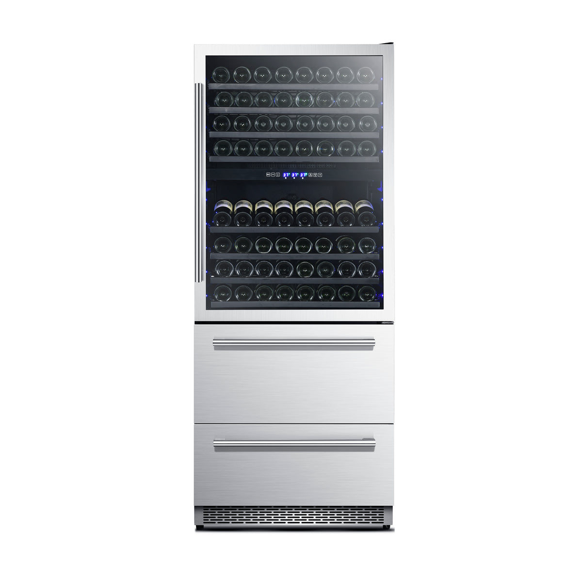 Forno Capraia 30" Dual Temperature Zone Wine Cooler, Up to 144 Bottles, Two Refrigerated Drawers