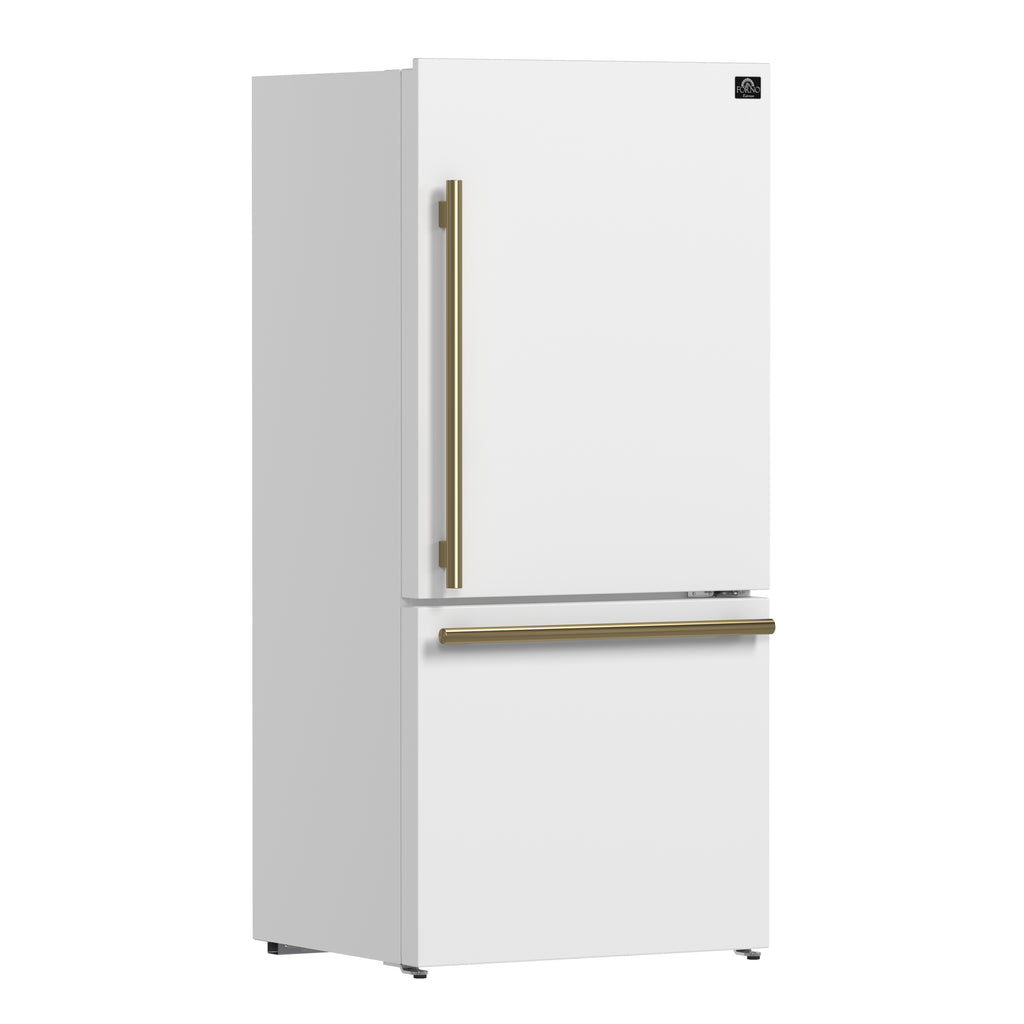 Forno 31" Milano Espresso Bottom Freezer Right Swing Door Refrigerator in White
