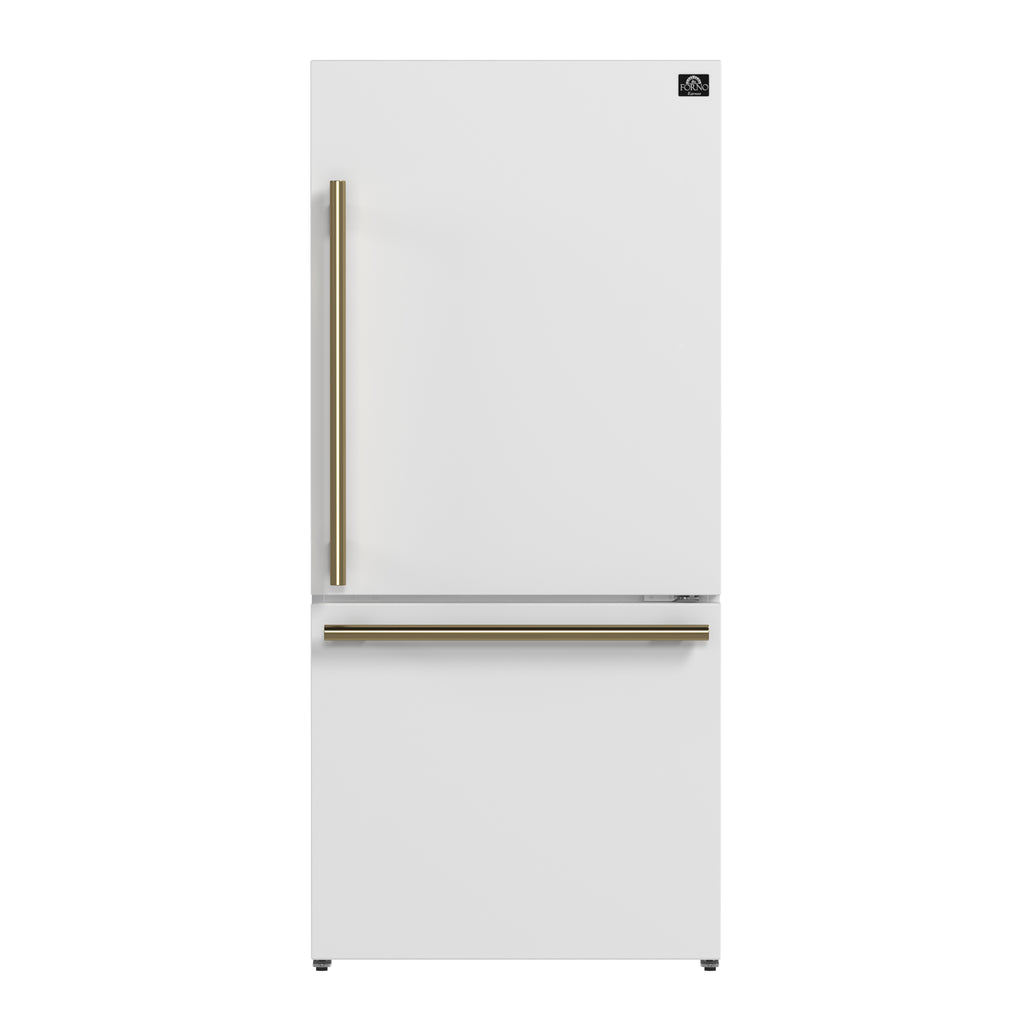Forno 31" Milano Espresso Bottom Freezer Right Swing Door Refrigerator in White