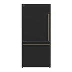 Forno Milano 2-Piece 62" Freestanding Dual Bottom Freezer Refrigerator in Black – 34.4 cu.ft, Touch Control