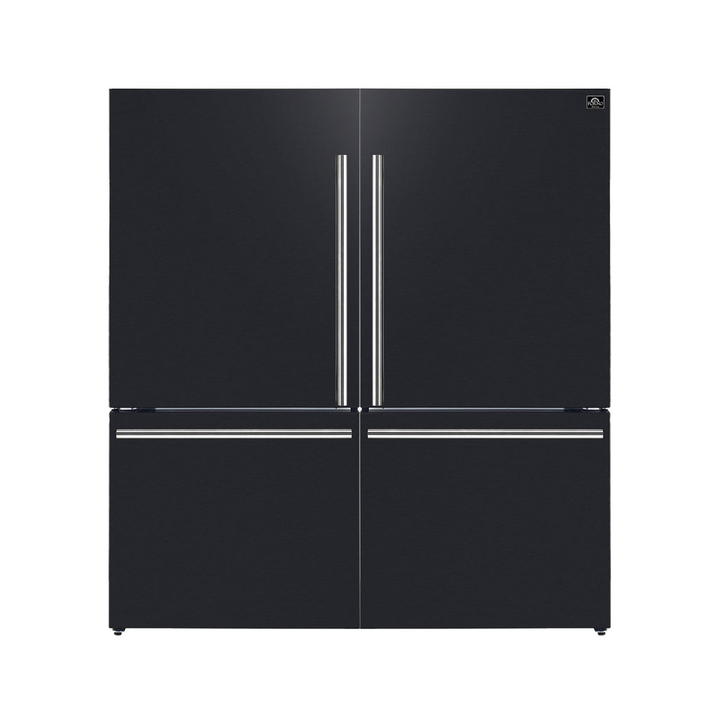 Forno Milano 2-Piece 62" Freestanding Dual Bottom Freezer Refrigerator in Black – 34.4 cu.ft, Touch Control