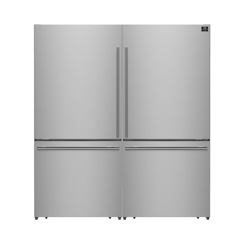 Forno Milano 2-Piece 62" Freestanding Dual Bottom Freezer Refrigerator, Stainless Steel – 34.4 cu.ft