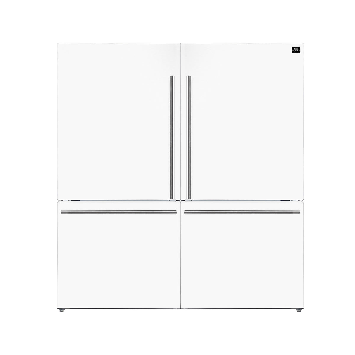Forno Milano 2-Piece 62" Freestanding Dual Bottom Freezer Refrigerator in White – 34.4 cu.ft, Touch Control