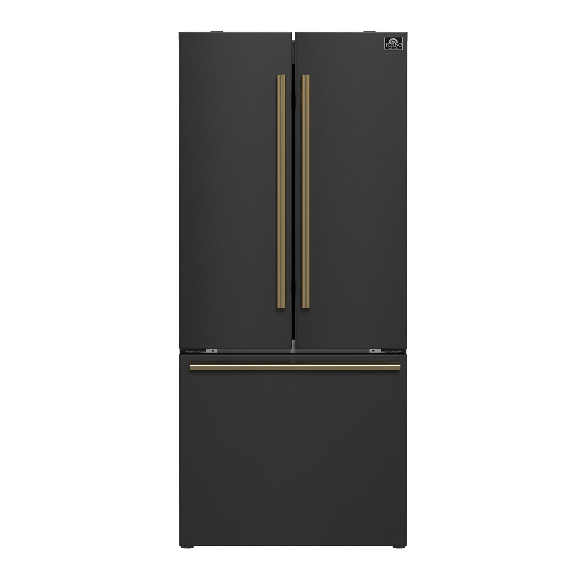 Forno Espresso Gallipoli 30" French Door Black Refrigerator with Bottom Freezer 17.5 cu. ft. Capacity - No Frost Fridge