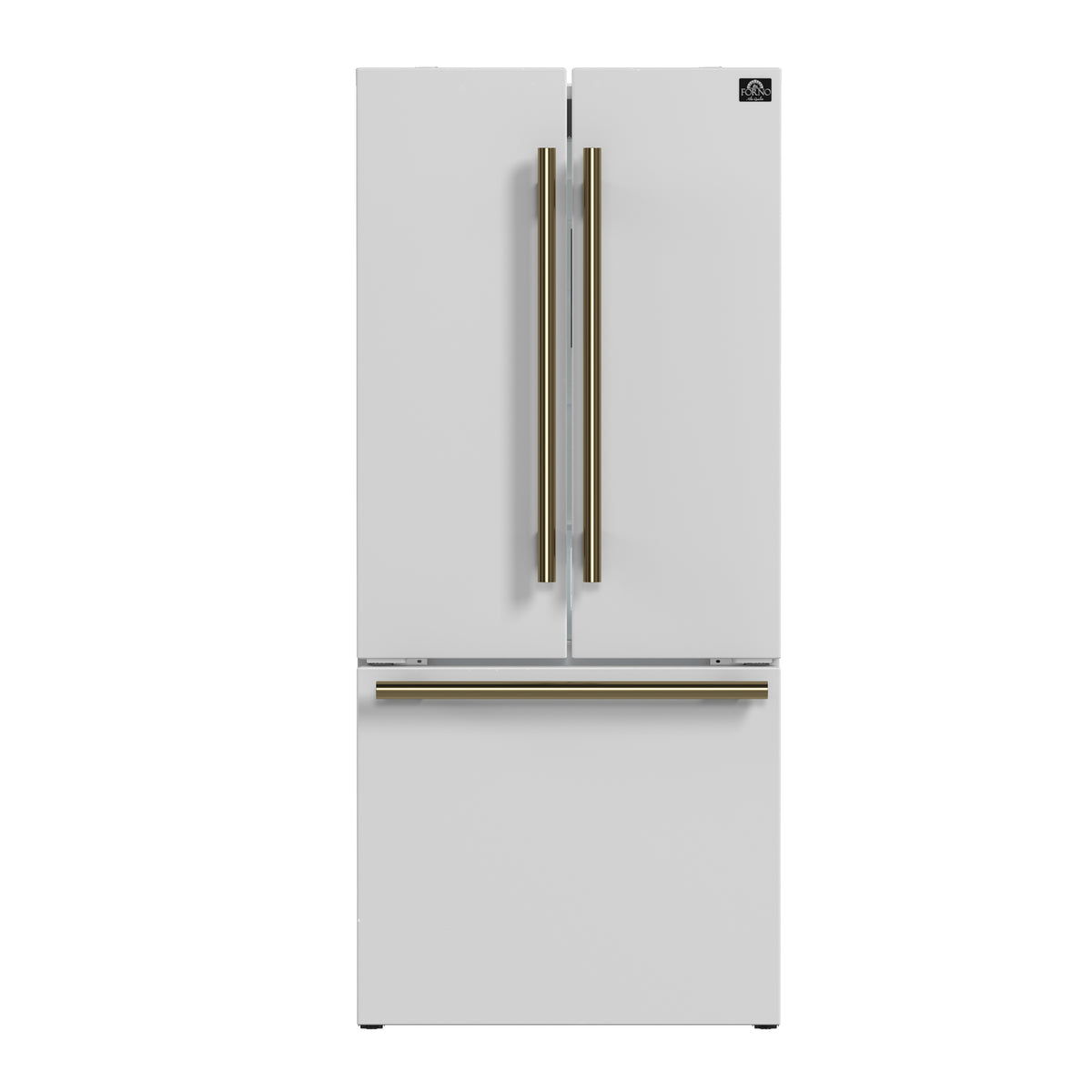 Forno Espresso Gallipoli 30" French Door White Refrigerator with Bottom Freezer 17.5 cu. ft. Capacity - No Frost Fridge