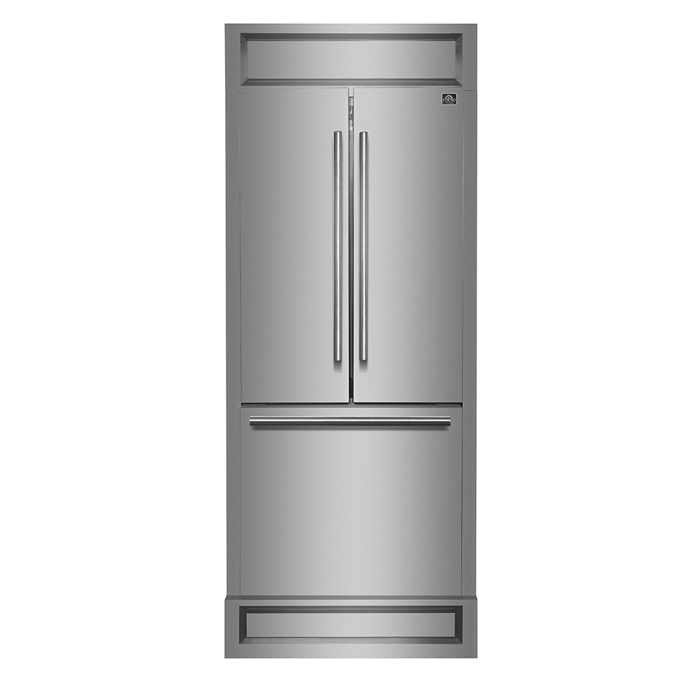 Forno Gallipoli 30" French Door Refrigerator with Bottom Freezer 17.5 Cu.Ft. Capacity & Modern Decorative Grill - 34" Wide