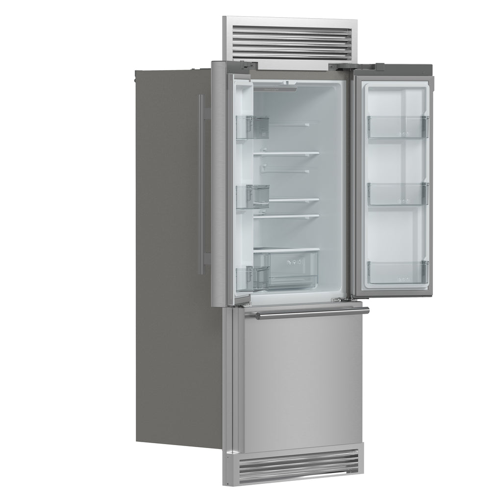Forno Gallipoli 30" French Door Refrigerator, 17.5 cu.ft Capacity, Decorative Grill, 34" Width