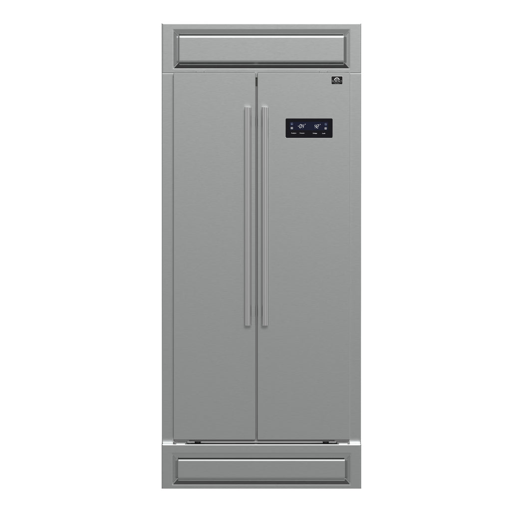 Forno Salerno 33" Built-in Side-by-Side Stainless Steel Refrigerator, 15.6 cu.ft., Fast Cool