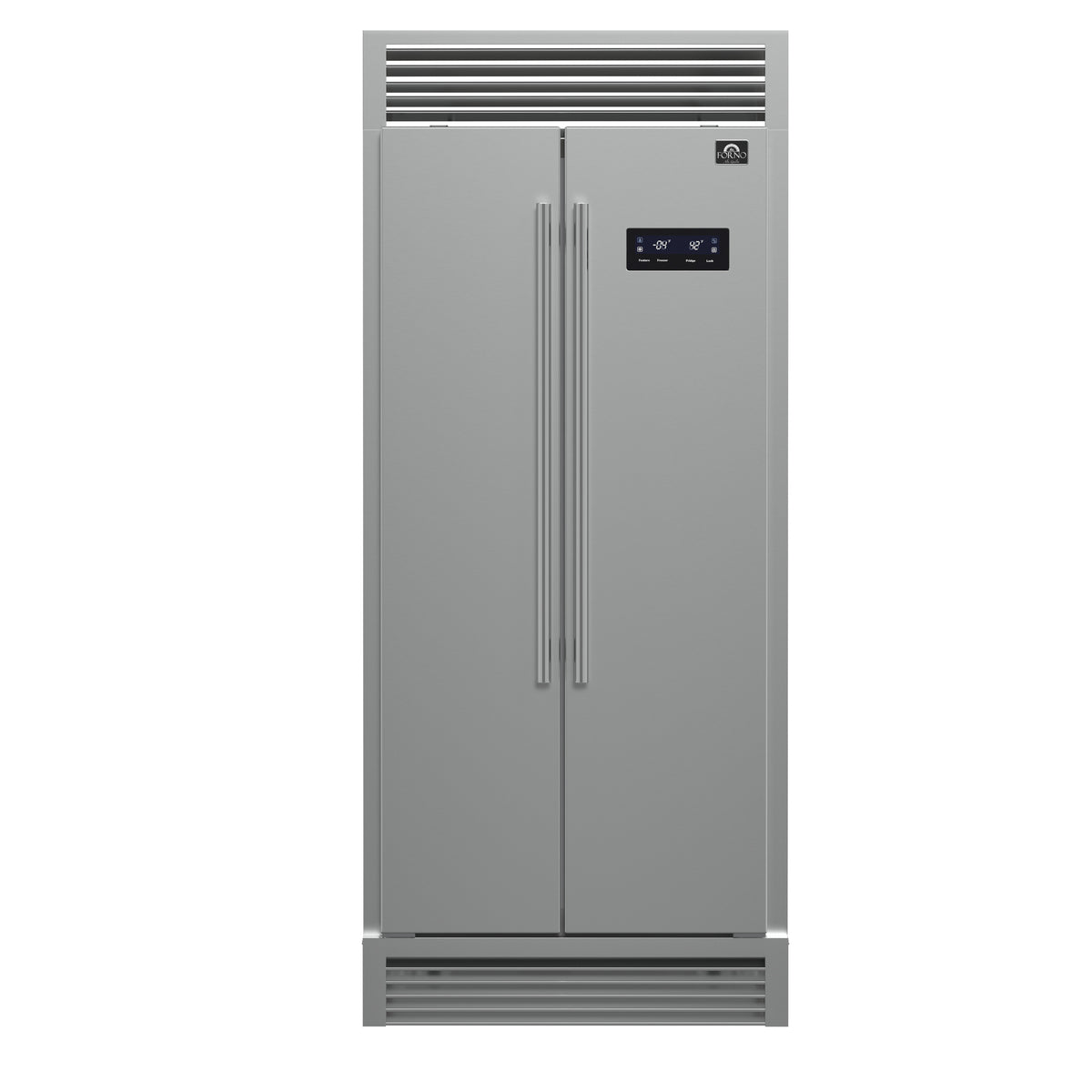 Forno Salerno 33" Built-in Side-by-Side Stainless Steel Refrigerator, 15.6 cu.ft., Fast Cool