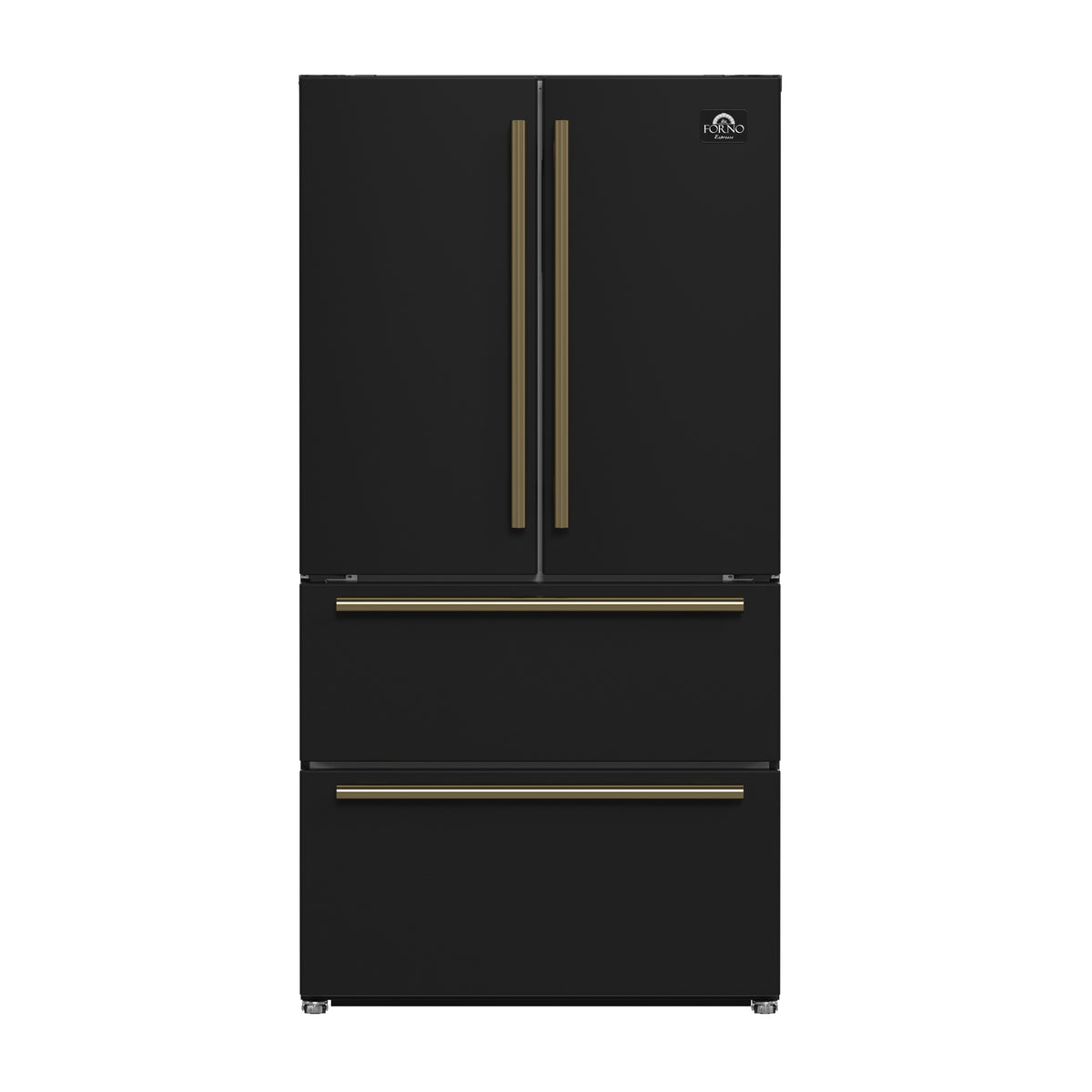 Forno Espresso Moena 36" Freestanding French Door Refrigerator in Black, 19.2 Cu.ft Total Capacity