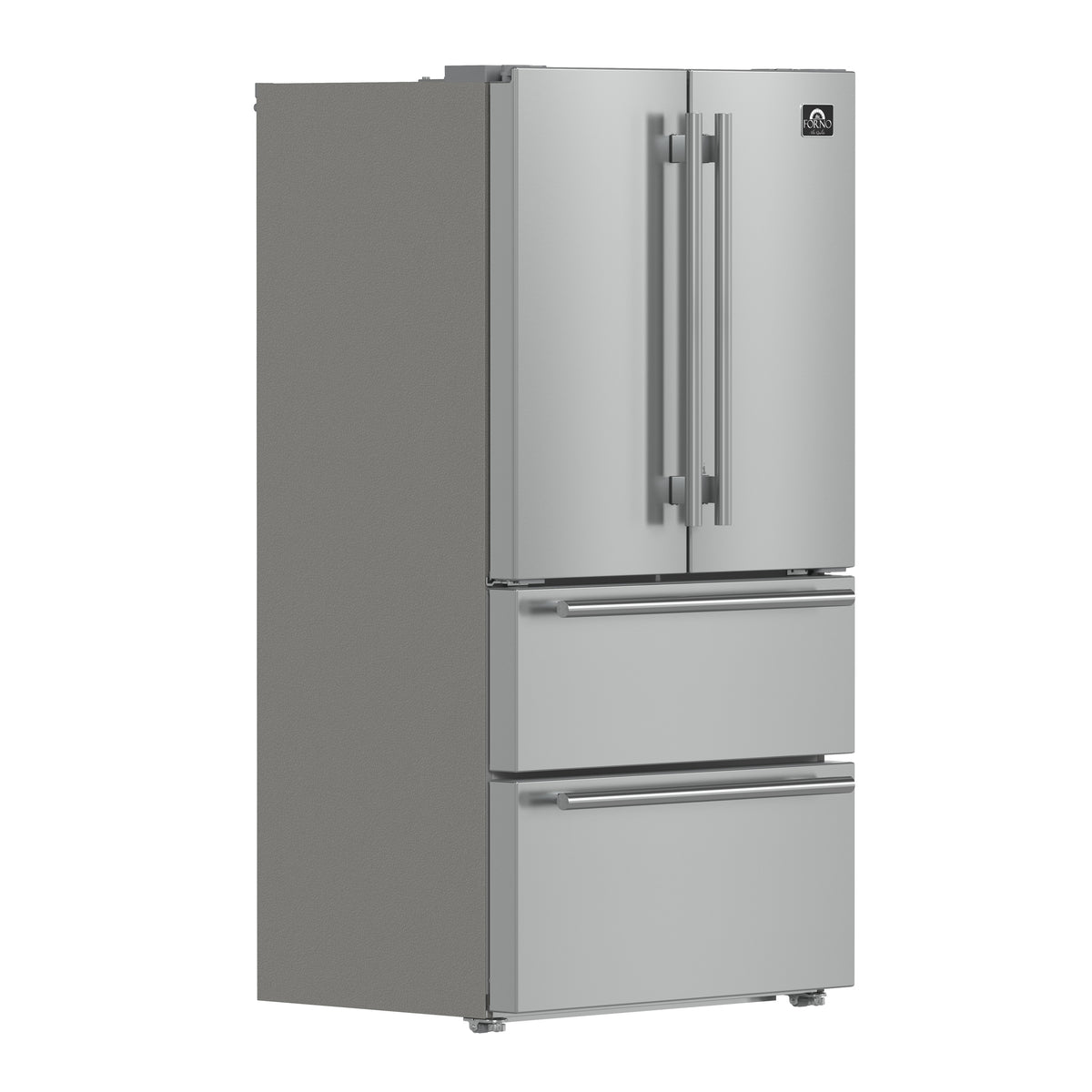 Forno Moena 36" Freestanding French Door Refrigerator in Stainless Steel, 19.2 Cu.ft Total Capacity
