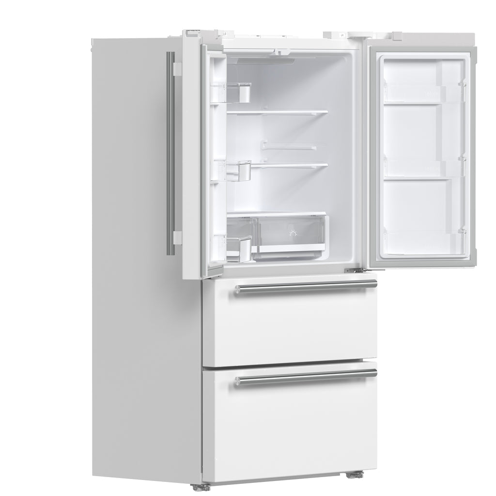 Forno Espresso Moena 36" French Door Refrigerator in White, 19.2 cu.ft with Ice Maker
