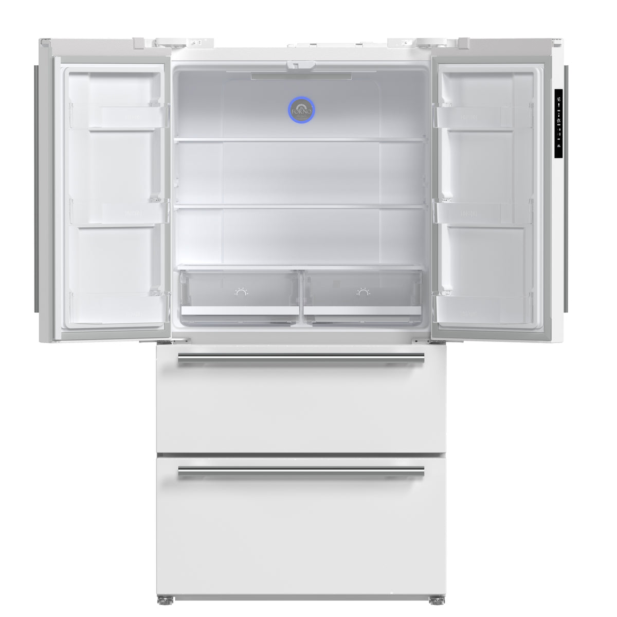 Forno Espresso Moena 36" French Door Refrigerator in White, 19.2 cu.ft with Ice Maker
