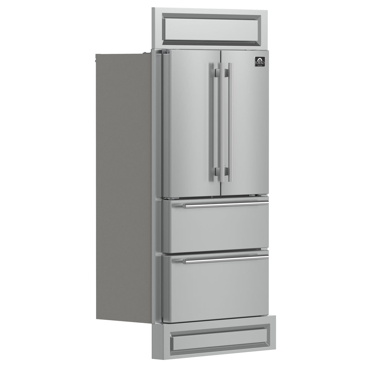 Forno Moena 36" Built-In French Door Refrigerator in Stainless Steel, 19.2 Cu.ft Total Capacity