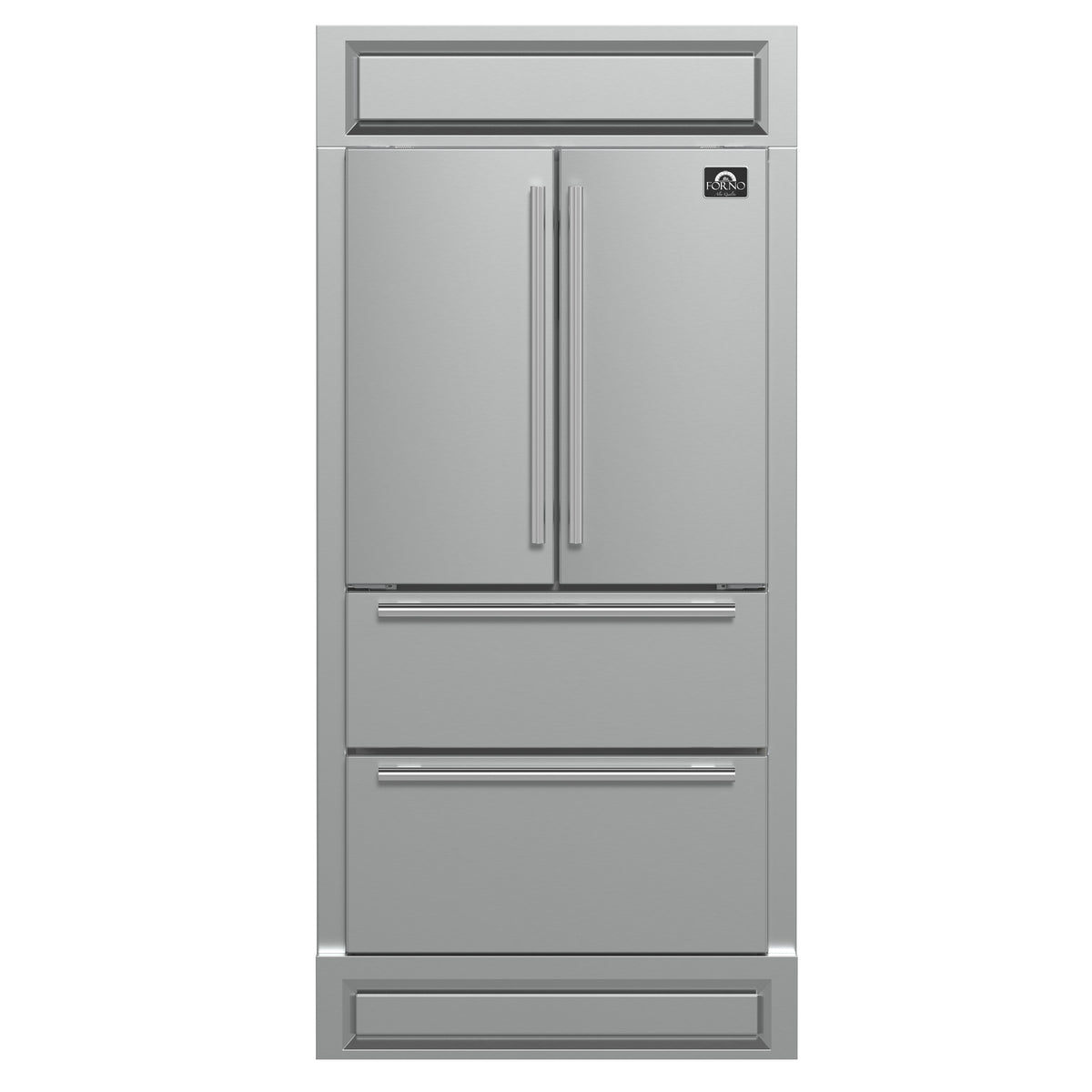 Forno Moena 36" Built-In French Door Refrigerator in Stainless Steel, 19.2 Cu.ft Total Capacity
