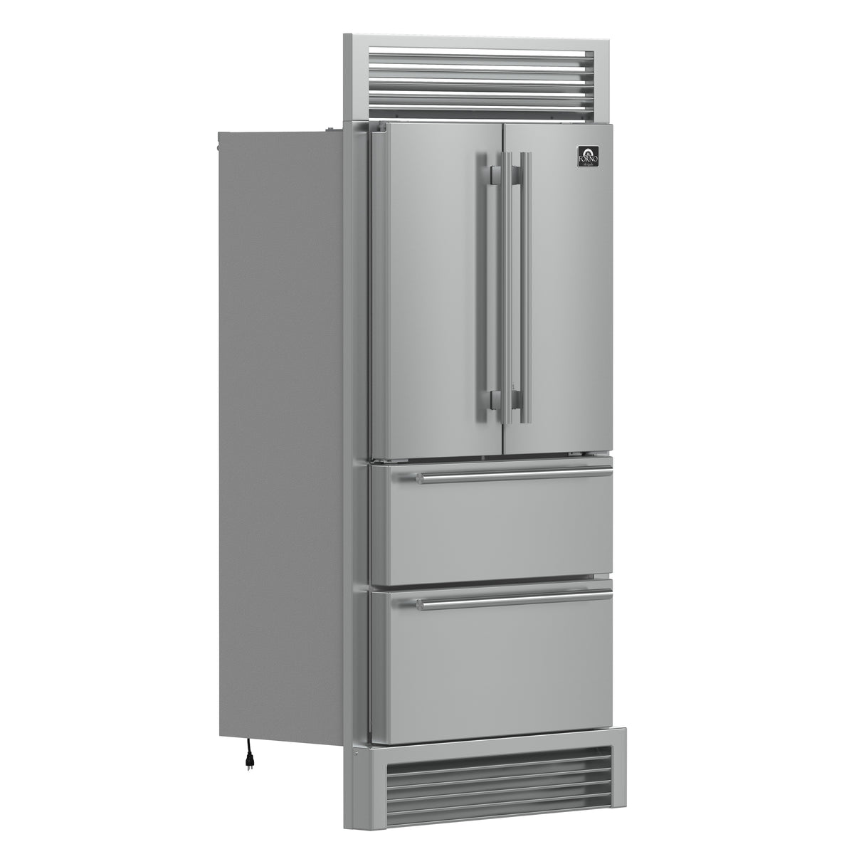 Forno Moena 36" Built-In French Door Refrigerator in Stainless Steel, 19.2 Cu.ft Total Capacity