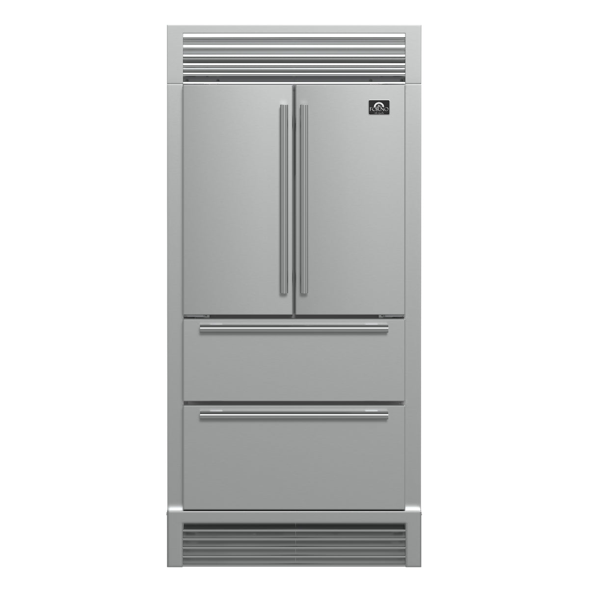 Forno Moena 36" Built-In French Door Refrigerator in Stainless Steel, 19.2 Cu.ft Total Capacity