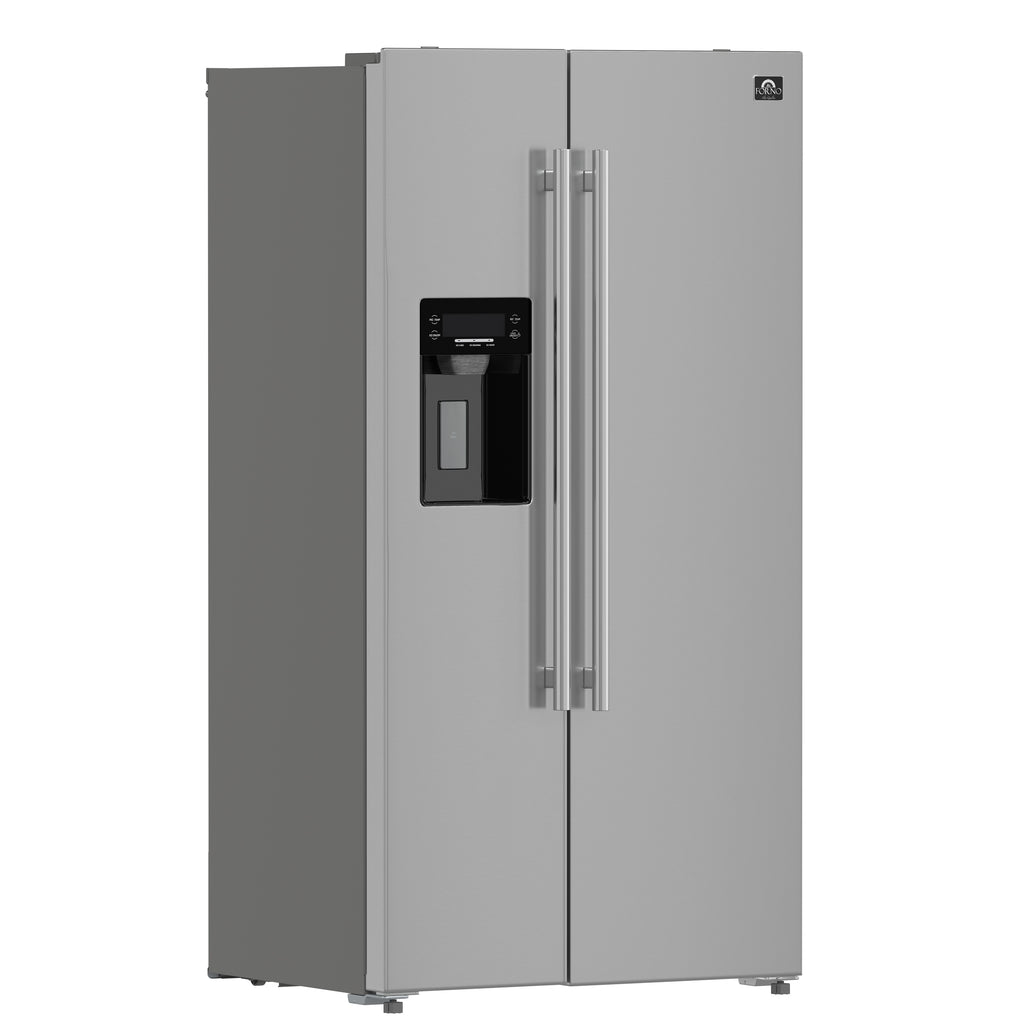 Forno Salerno 36" Side-by-Side 20 cu.ft. Freestanding Refrigerator in Stainless Steel with Ice & Water Door Dispenser